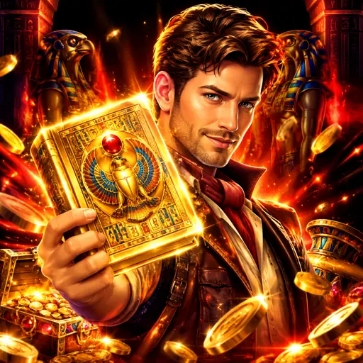 Capa do slot Book of Dead, da Play'n GO, com explorador no Egito antigo